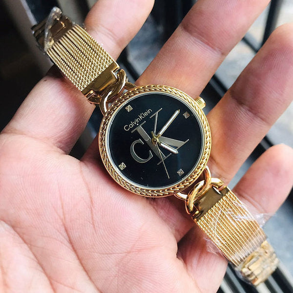 Calvin klein Black Dial Metal Belt Women's watch