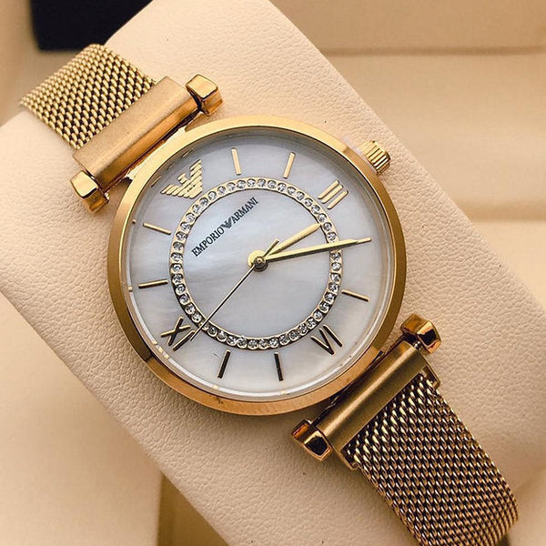 Emporio Armani White Dial Watch For Women